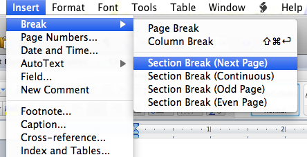 delete a section break in word for mac 2016