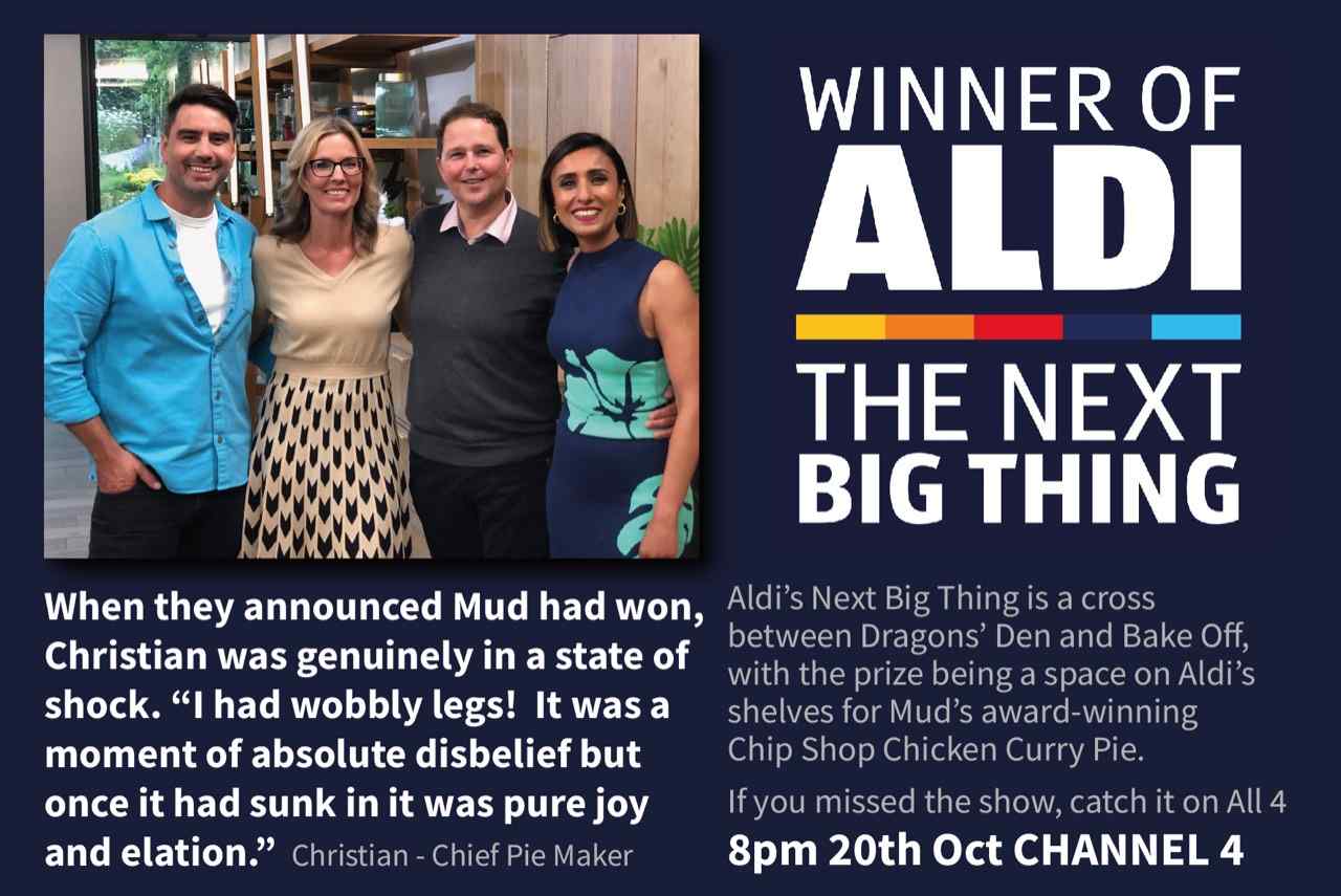 Aldi's Next Big Thing is a cross between Dragon's Den and Bake Off, with the prize being the opportunity to sell your product on the shelves of national supermarket, Aldi. Find out how we got on 8pm 20th Oct Channel 4.