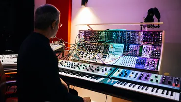 Photograph of Zahl and his synths