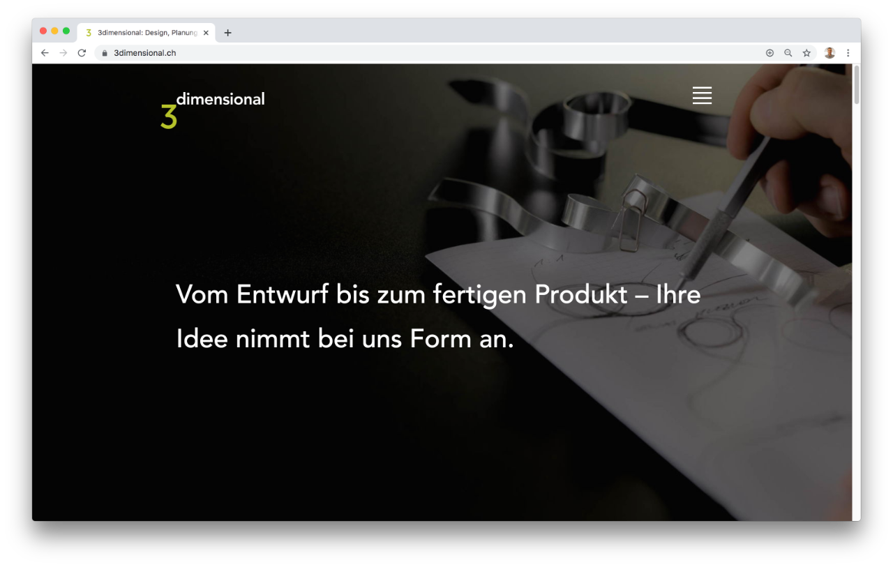 3dimensional Landingpage Screenshot