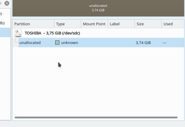 Membuat partisi pada KDE partition manager