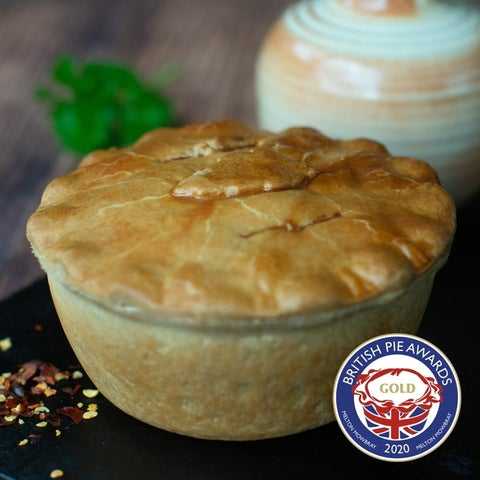 Chip Shop Chicken Curry Pie with awards
