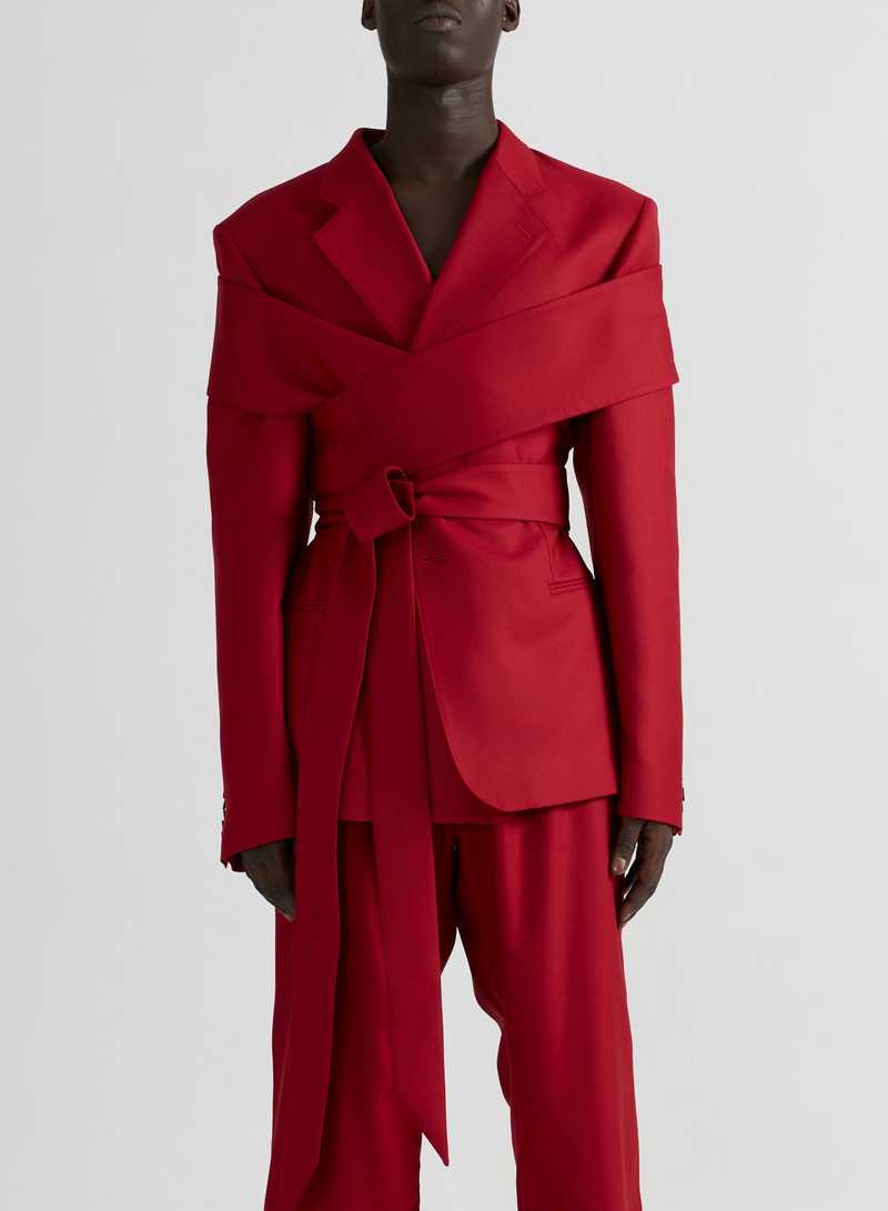 Perin Soft Tailoring Wool Red, front view. GmbH AW22 collection.