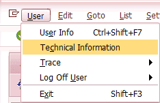 How to navigate to technical information in SAP GUI transaction SM04