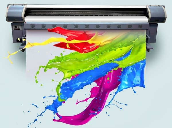 Картинка принтера с разноцветными красками