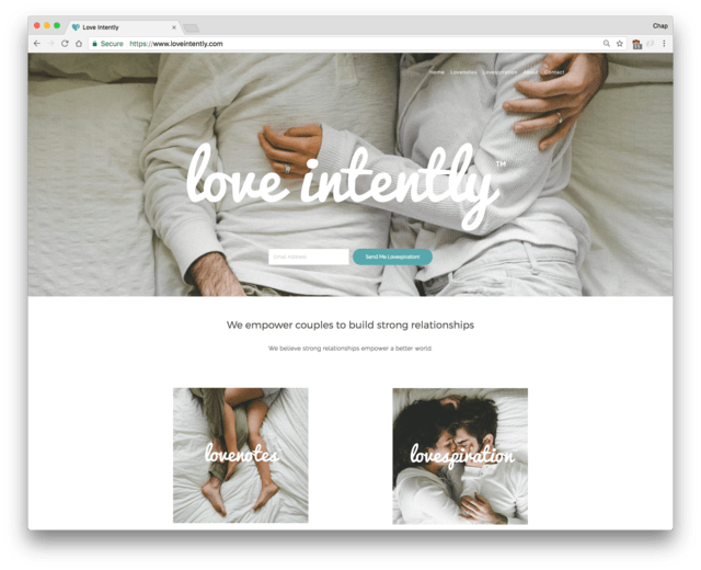 Love Intently's landing page