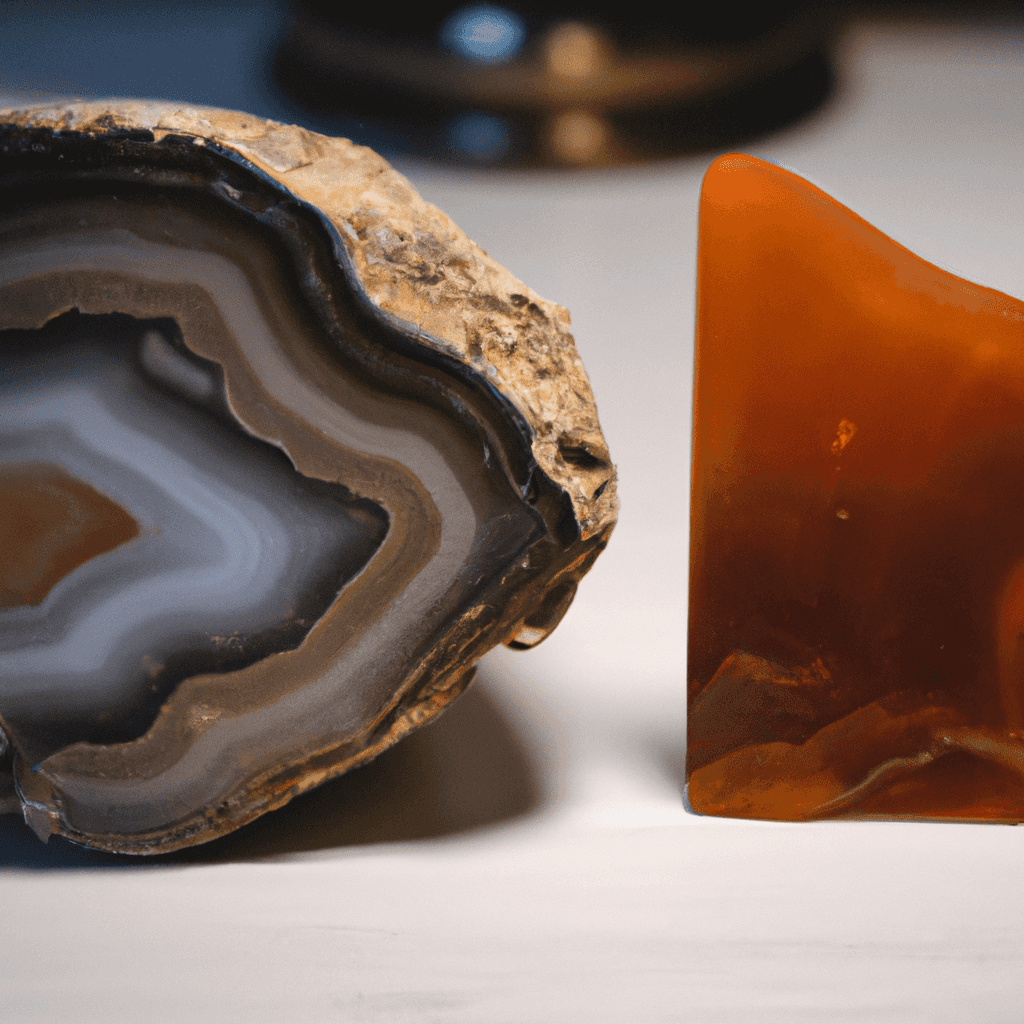 Carnelian and Agate on a desk