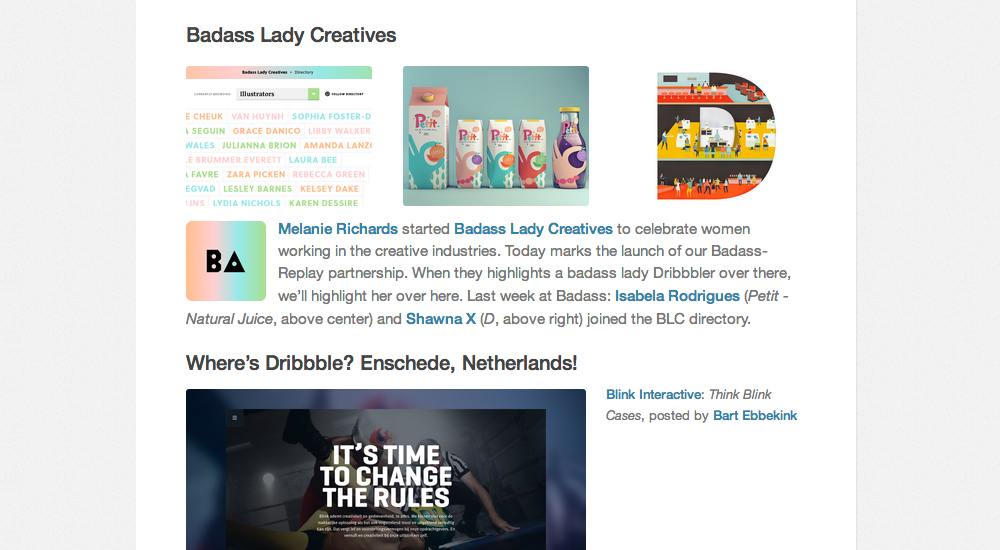 Badass Lady Creatives featured on the Dribbble blog