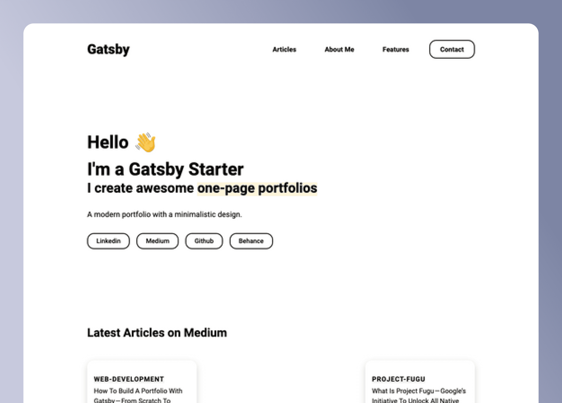 Gatsby Starter Portfolio Minimal- cover