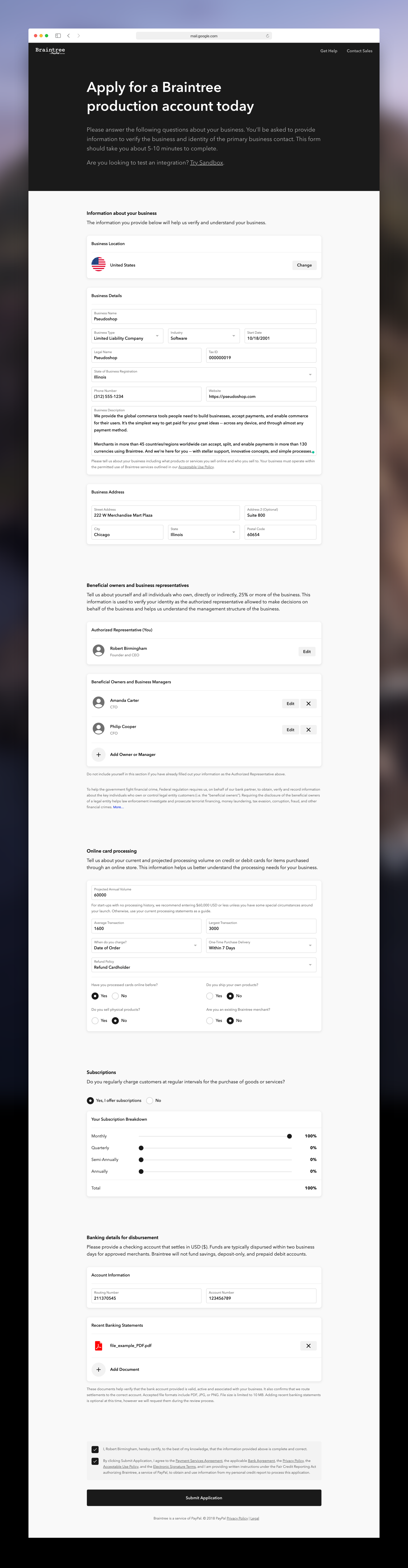 Braintree - Enterprise Date Collection - Supported Countries