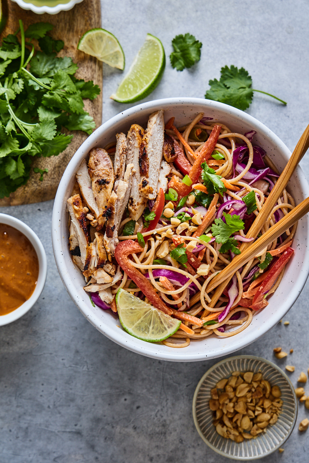 Cold Peanut Noodle Salad With Grilled Chicken