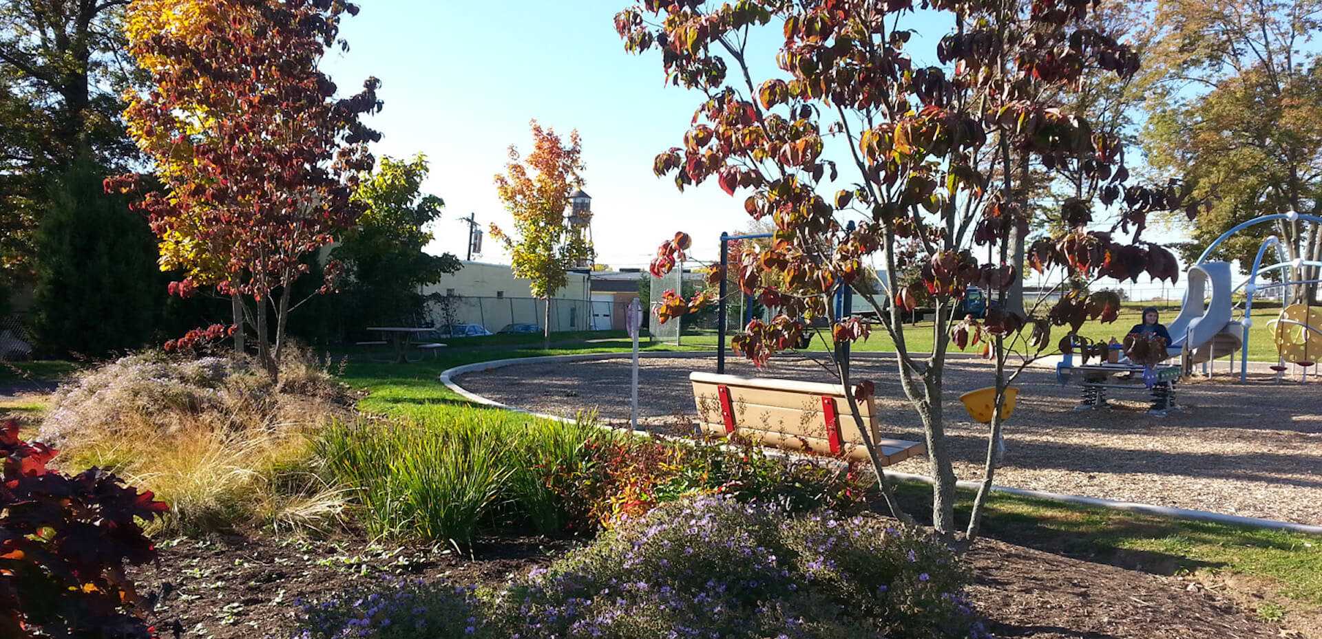 public park behind the landscape