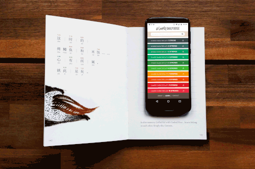 Animated gif showing how the app can be used alongside the book