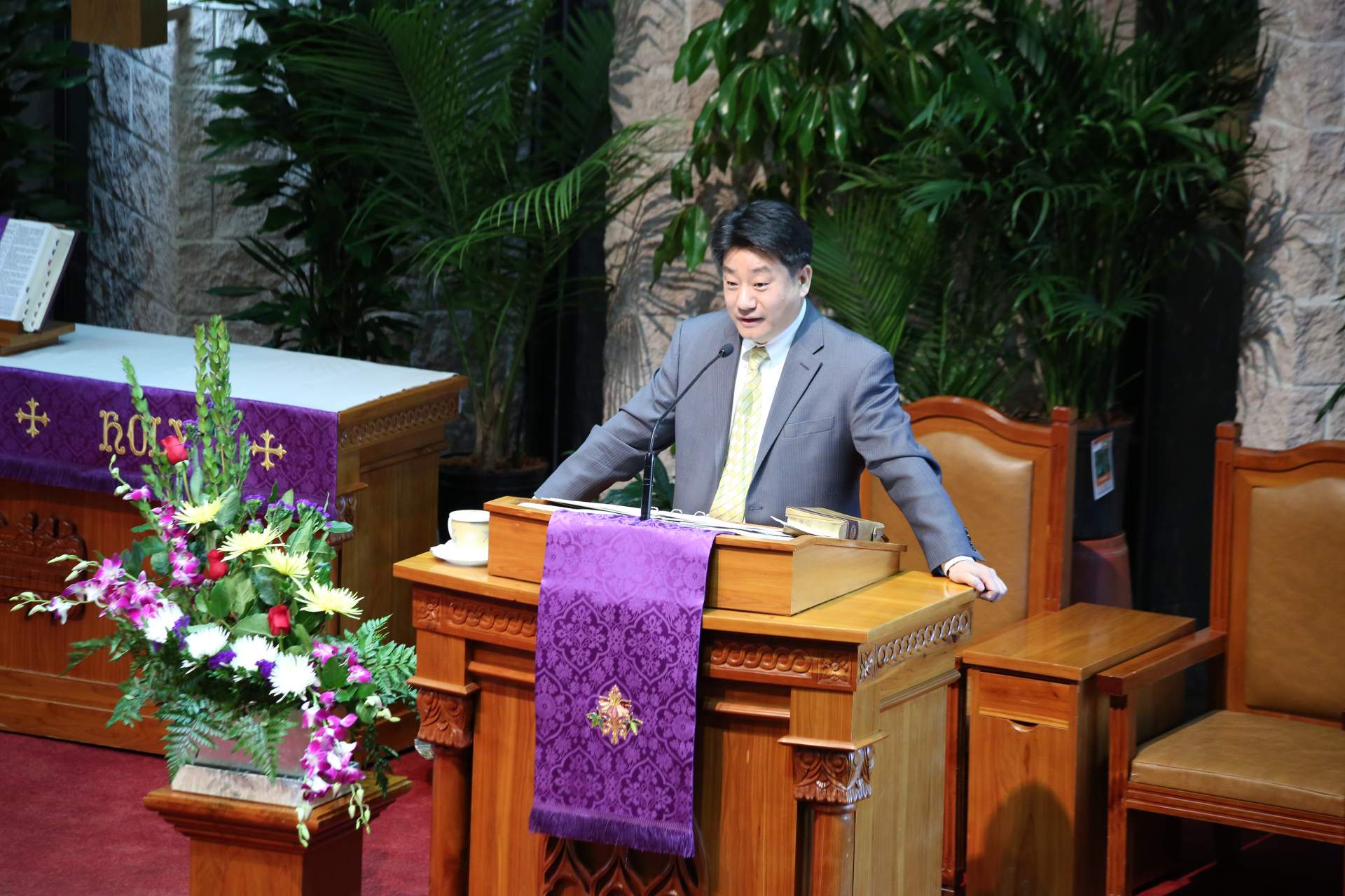 Pastor Preaching on Podium