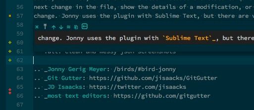 screenshot of the Git Gutter plugin in use