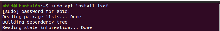 Installing lsof utility in the Linux system