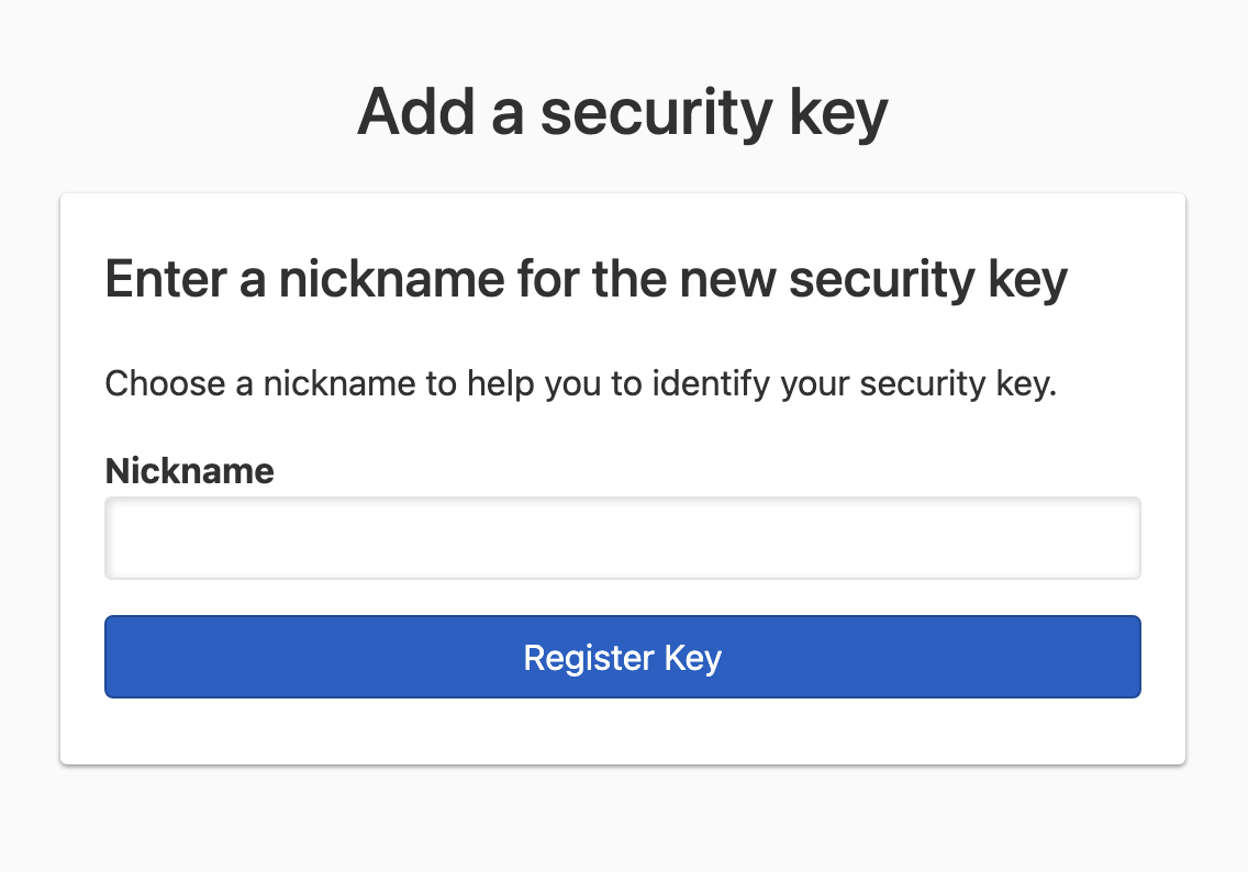 Security key nickname