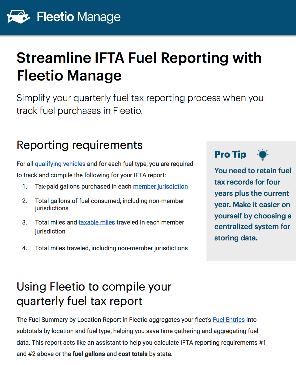 Streamline ifta reporting fleetio manage thumb