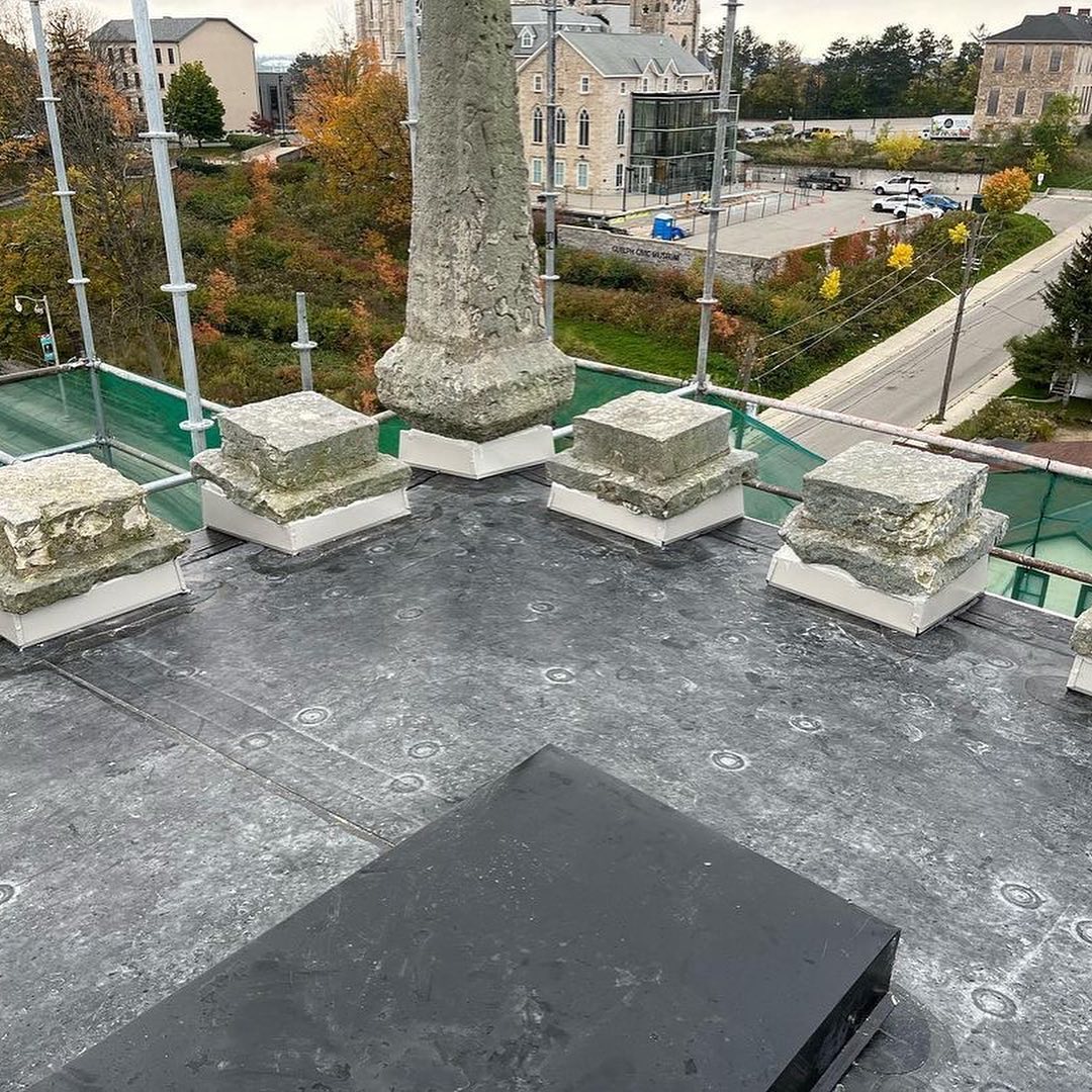 Recently completed work on Guelph’s oldest stone church, built in 1855. We are proud to have been a small part of this revitalization work for @hopehouseguelph. Check out @hopehouseguelph and support them if you can - they are doing important work in our community.
.
.
.
#renovation #revitalization #historicalbuilding #flatroofing #details