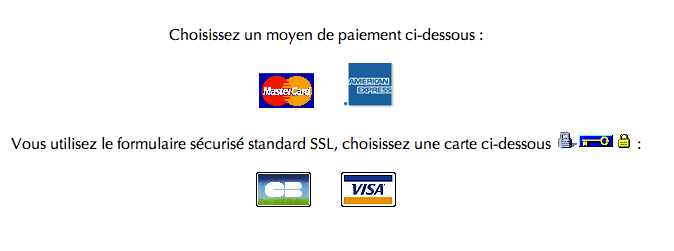 page de payement sélection des cartes