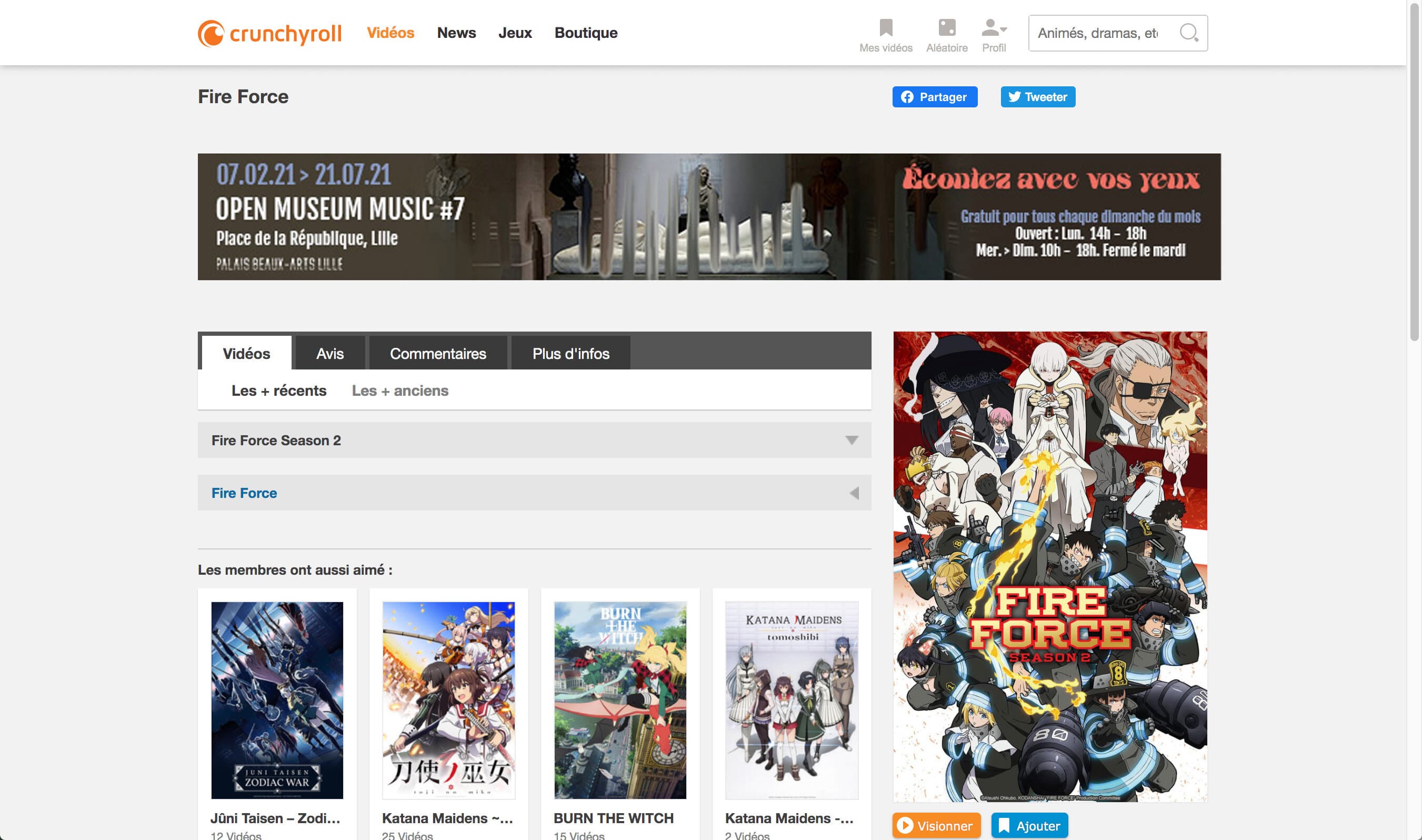 Encart publicitaire Crunchyroll