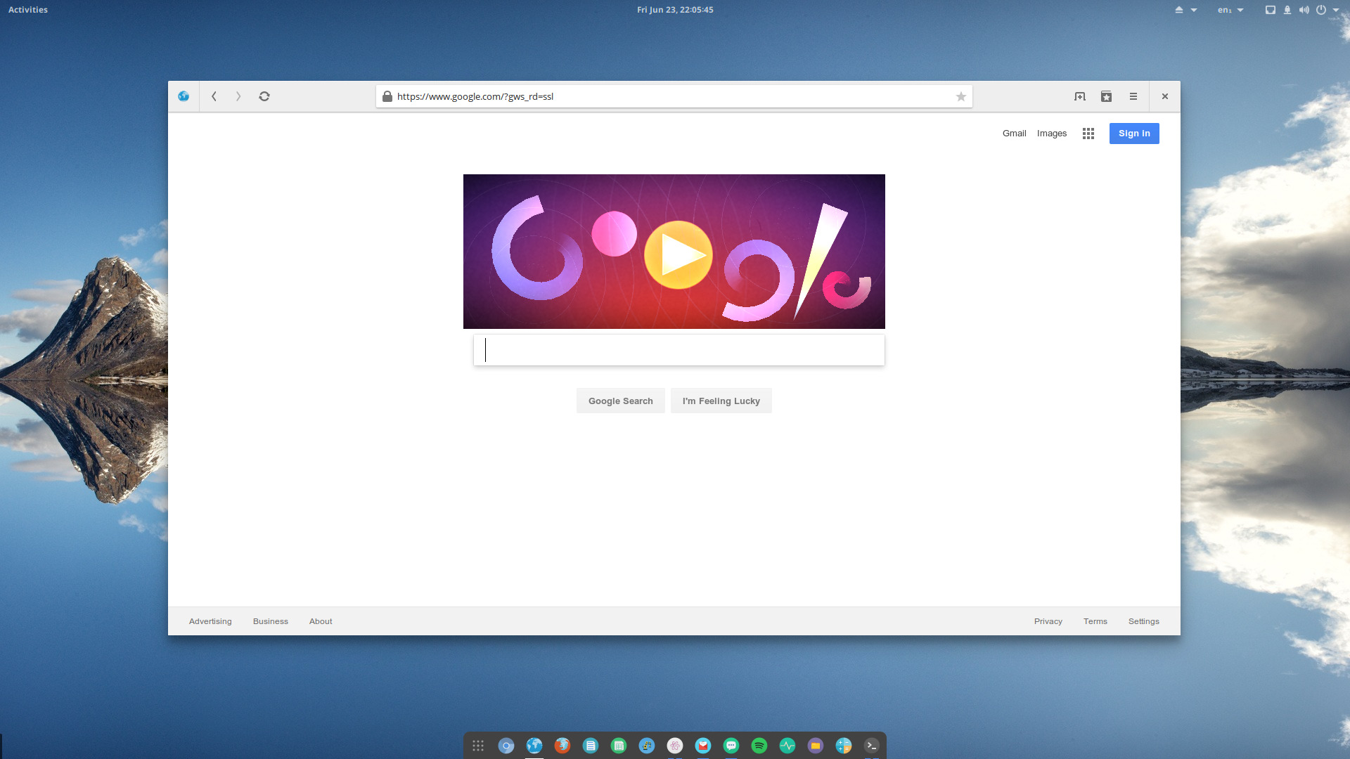 GNOME Desktop with Epiphany, the default web
browser