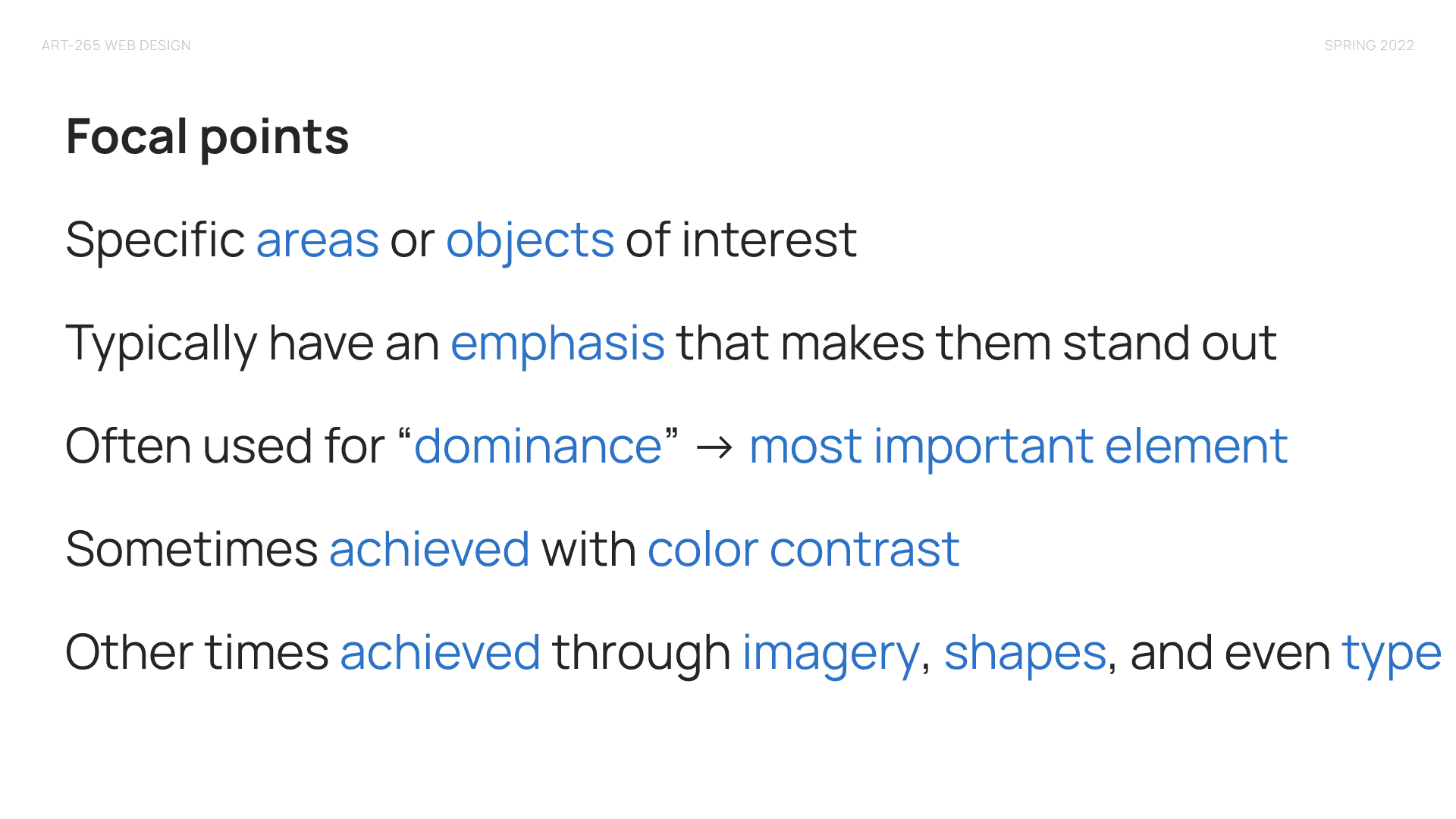 Focal points slide