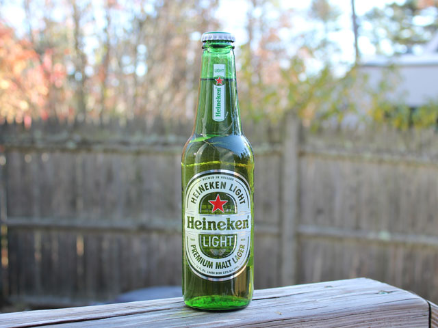 A bottle of Heineken Light, a 3.3% ABV beer