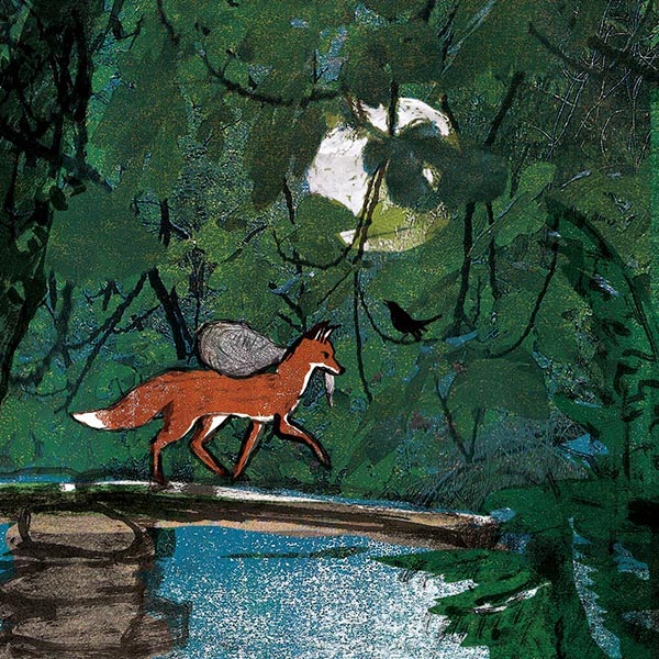 Fox crossing bridge, from 'The Ren Hen'