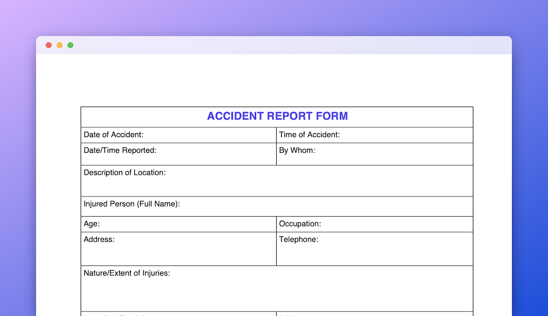 Accident Report Form