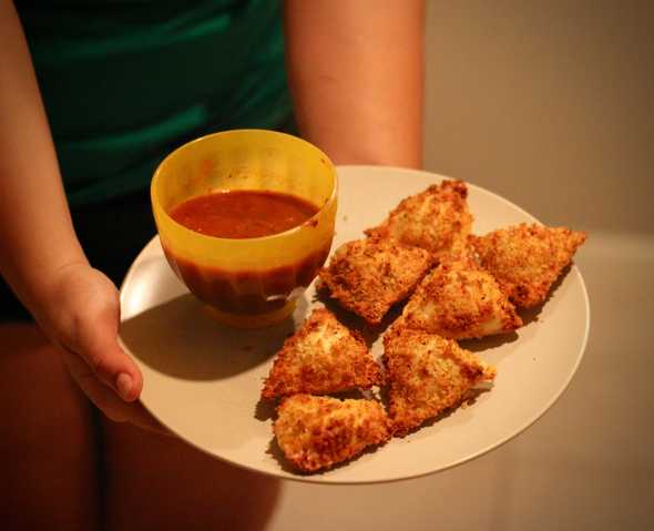 Toasted ravioli served with marinara