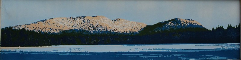 Western Moutain woodblock print