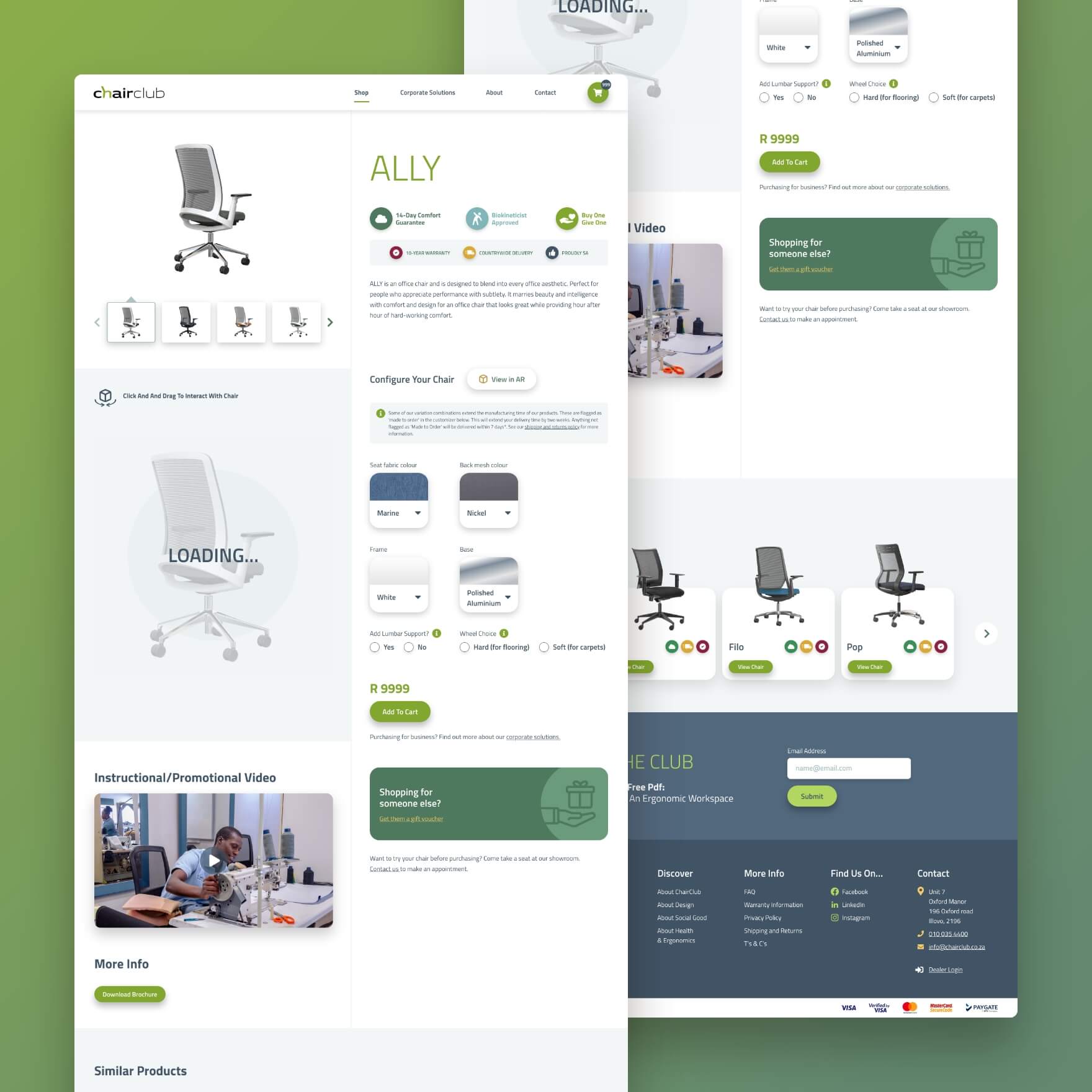 chairclub website product template page
