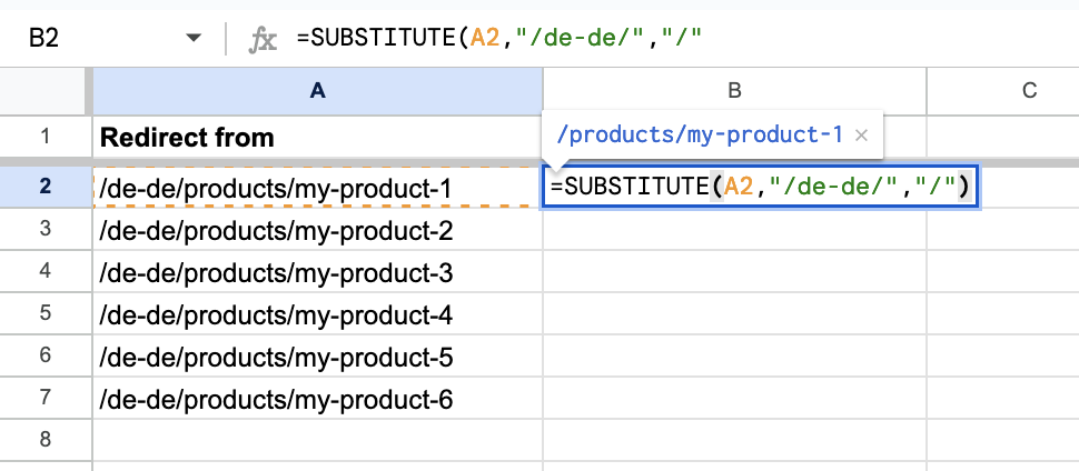 Using substitute function to remove the subfolder code from the URLs