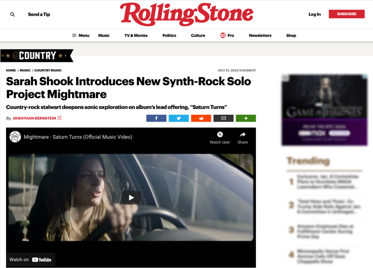 Rolling Stone’s article on Sarah Shook’s new solo project Mightmare.