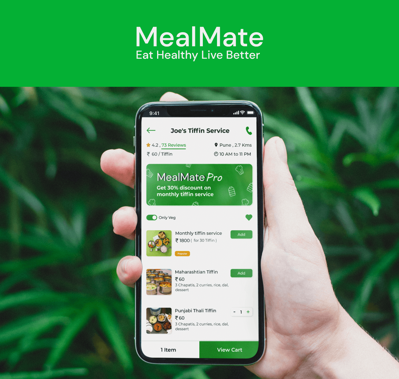man holding a phone and using the mealmate app