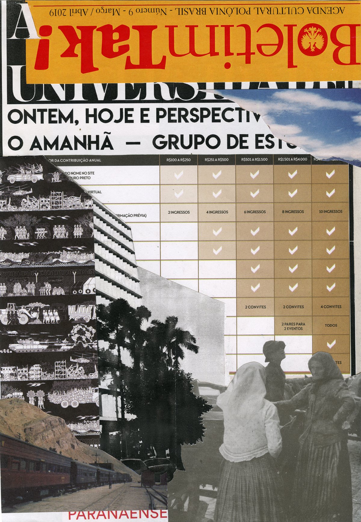 Widzenie powtórne [Brazylia Curitiba], 2019, kolaz papier, 28x20cm