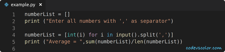 Find average of numbers in a list using python - CodeVsColor