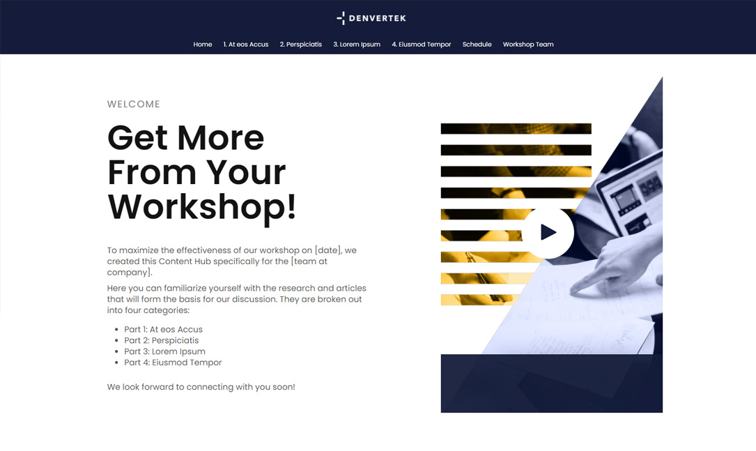 Microsite for on site or virtual workshop Microsite for on site or virtual workshop