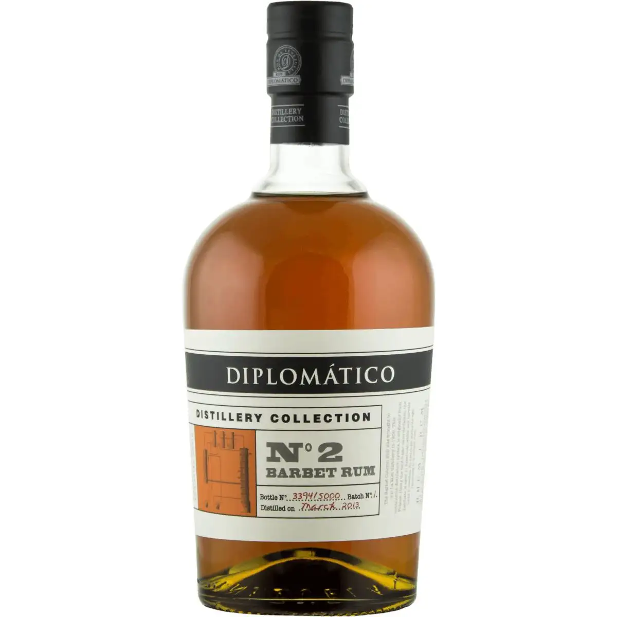Image of the front of the bottle of the rum Diplomático / Botucal No. 2 Single Barbet Column Rum