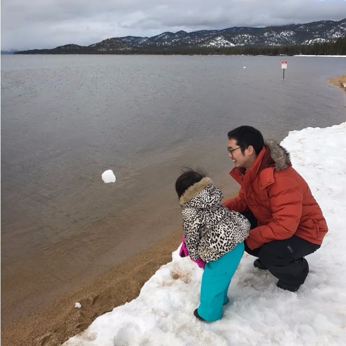 이모/삼촌이랑 간 호수에서 눈 던지기
