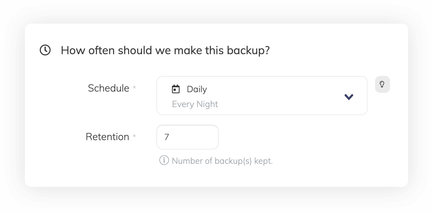 SimpleBackups file and database, flexible scheduling and retention policies