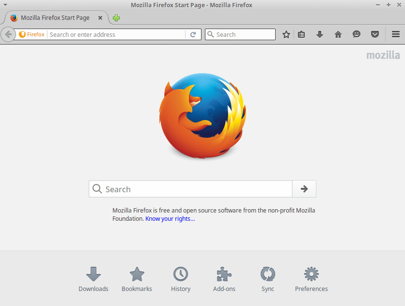 Firefox versão 46 em execução