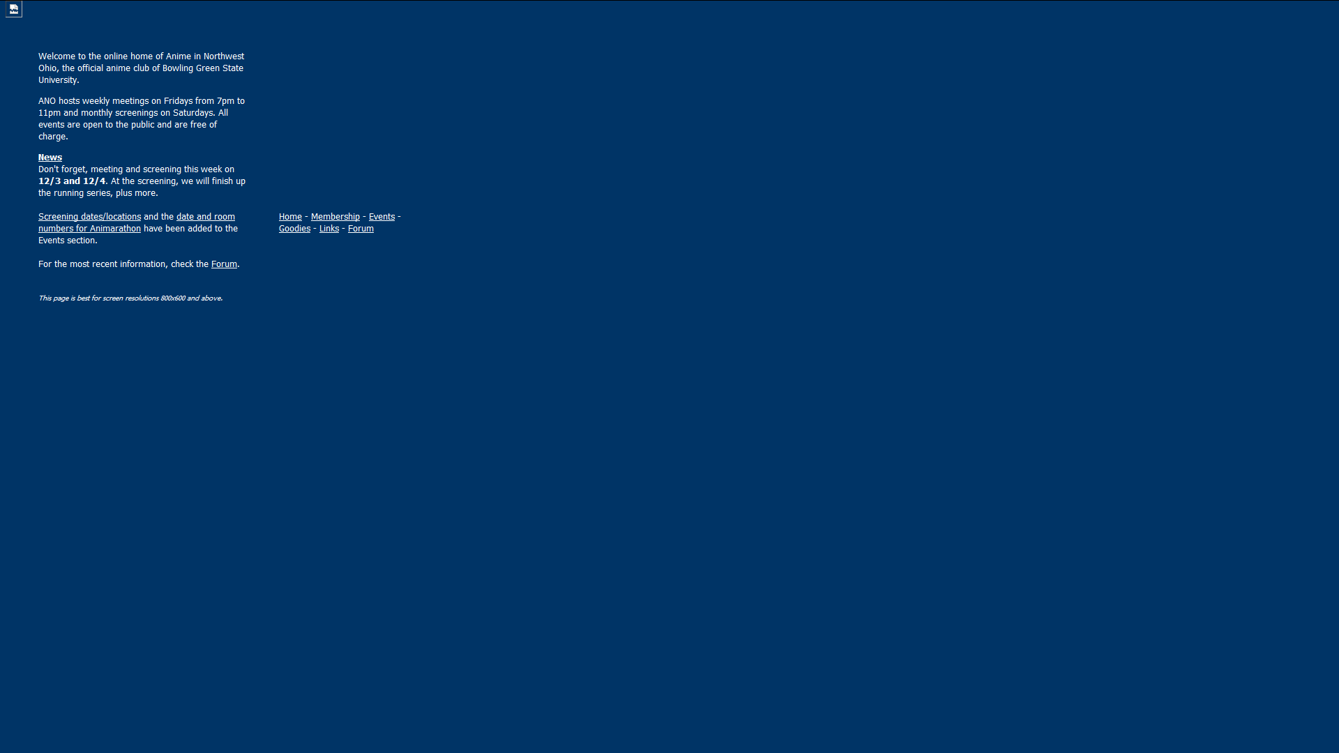 The Animarathon Website in 2004.