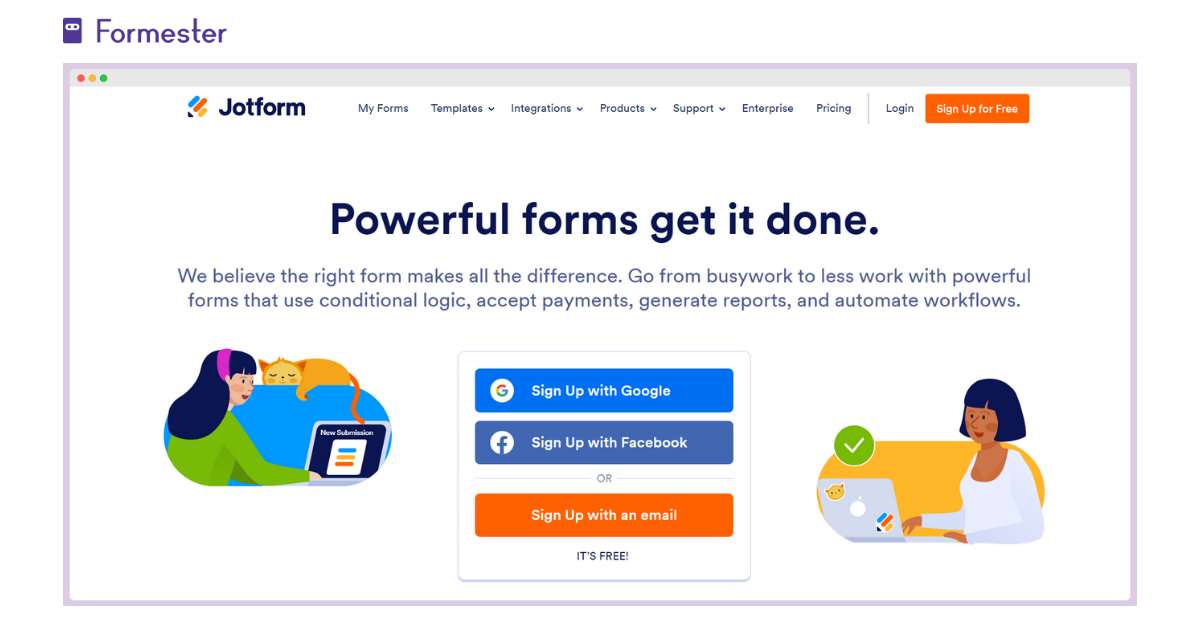 Infographic showing Jotform's web page