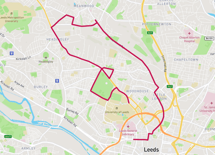 The Leeds 10km 2020 run route map card image
