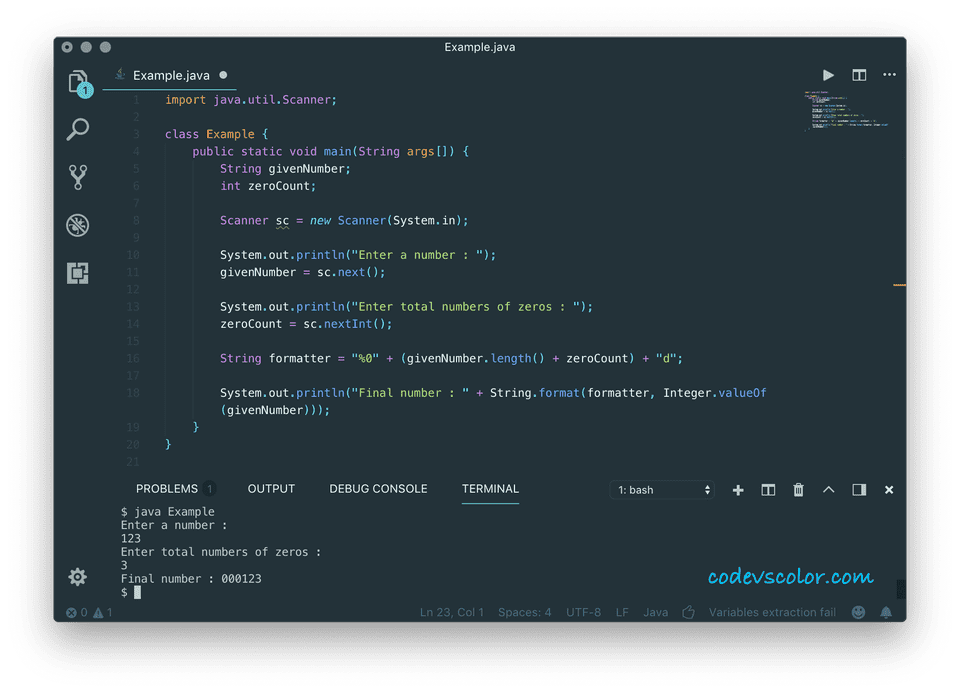 How to add zeros to the start of a number in Java - CodeVsColor