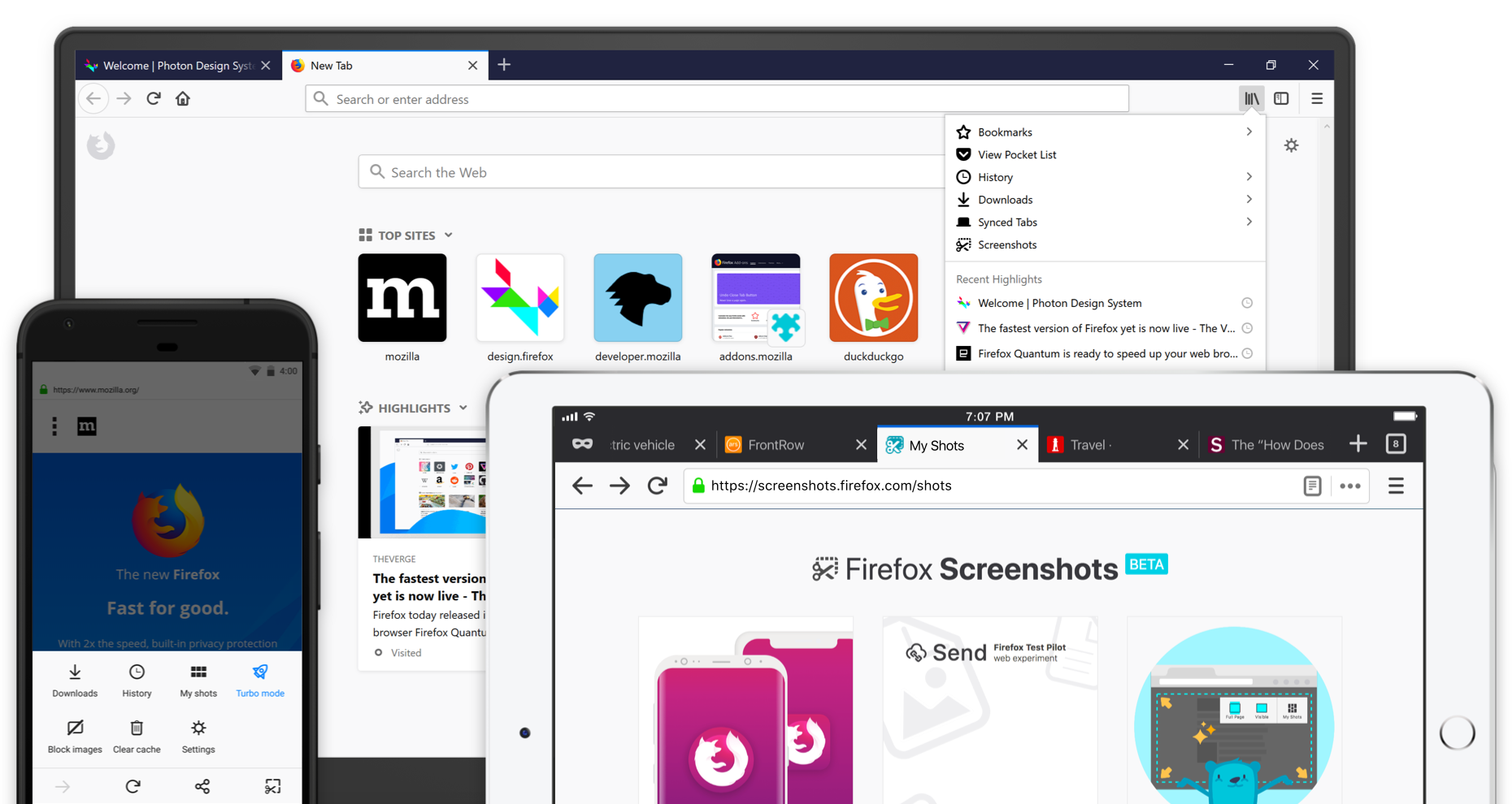 Firefox Products on Android, on iPad and on Desktop.