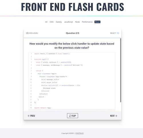 Front End  Dev Flash Cards App
