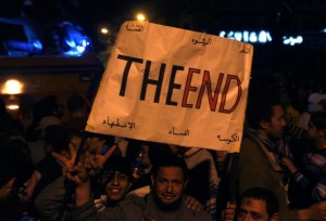 Anti-government protesters carry celebrate the fall of Hosni Mubarak in Tahrir Square in 2011. (Yannis Behrakis/Reuters)